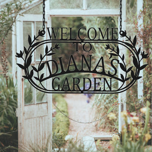 Custom Welcome Name Hanging Metal Garden Sign