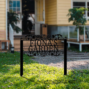 Personalized Name Metal Garden Sign with Stake