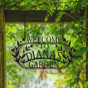 Custom Welcome Name Hanging Metal Garden Sign