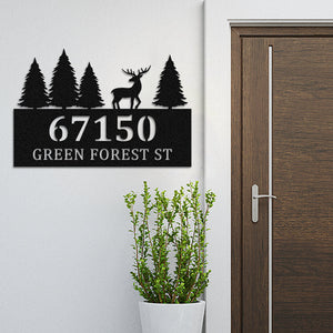 Personalized Deer Metal House Number Sign Address Plaque
