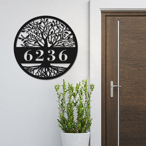 Personalized Tree Of Life Metal Address Sign House Numbers