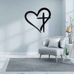Heart Cross Metal Sign Wall Art for Your Love
