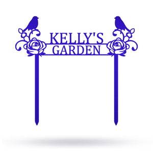 Personalized Flower Bird Name Metal Garden Sign