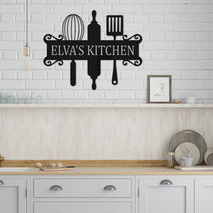 Personalized Name Kitchen Metal Monogram Sign