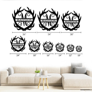 Custom Deer Antler Monogram Name Metal Sign For Living Room Decor