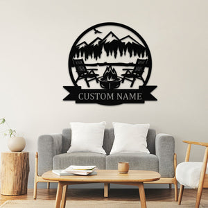 Personalized Campfire Name Metal Sign For Home Decor