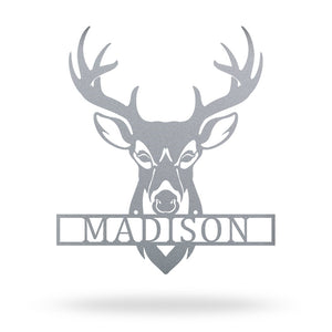 Personalized Deer Hunting Head Monogram Name Metal Sign