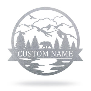 Custom Bear Monogramn Metal Name Sign For Home Decor
