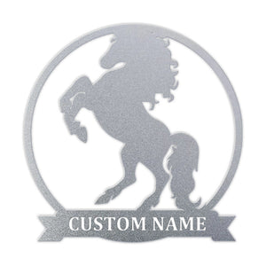 Custom Family Name Metal Horse Sign For Yard & Garden Decor
