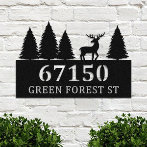 Personalized Deer Metal House Number Sign Address Plaque