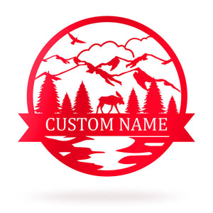 Custom Outdoor Elk Hunting Monogramn Metal Name Sign