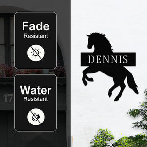 Personalized Name Monogram Metal Horse Sign For Farmhouse Decor