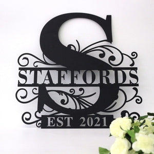 Personalized Name Metal Signs Initial Split Letter Monogram Sign Wall Decor - iWantDIY